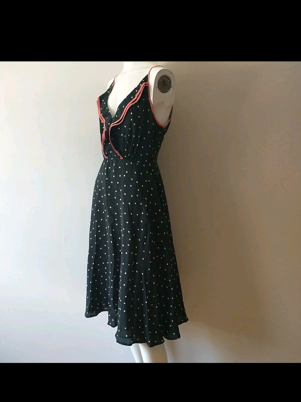 Girls from Savoy Gull Wing Dress Black Silk Rockabilly Pinup - Picture 4 of 11